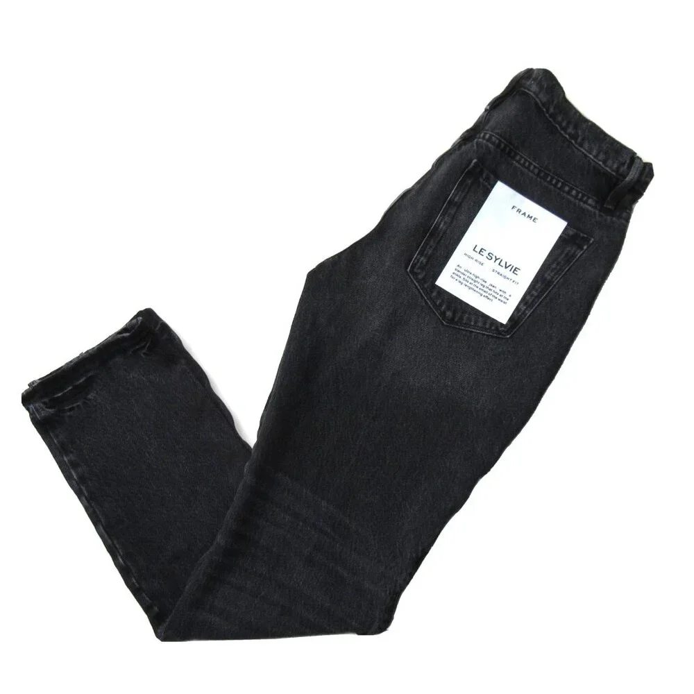 NWT FRAME Le Sylvie Slender Straight in Wilkinson Rips High Rise Jeans 32